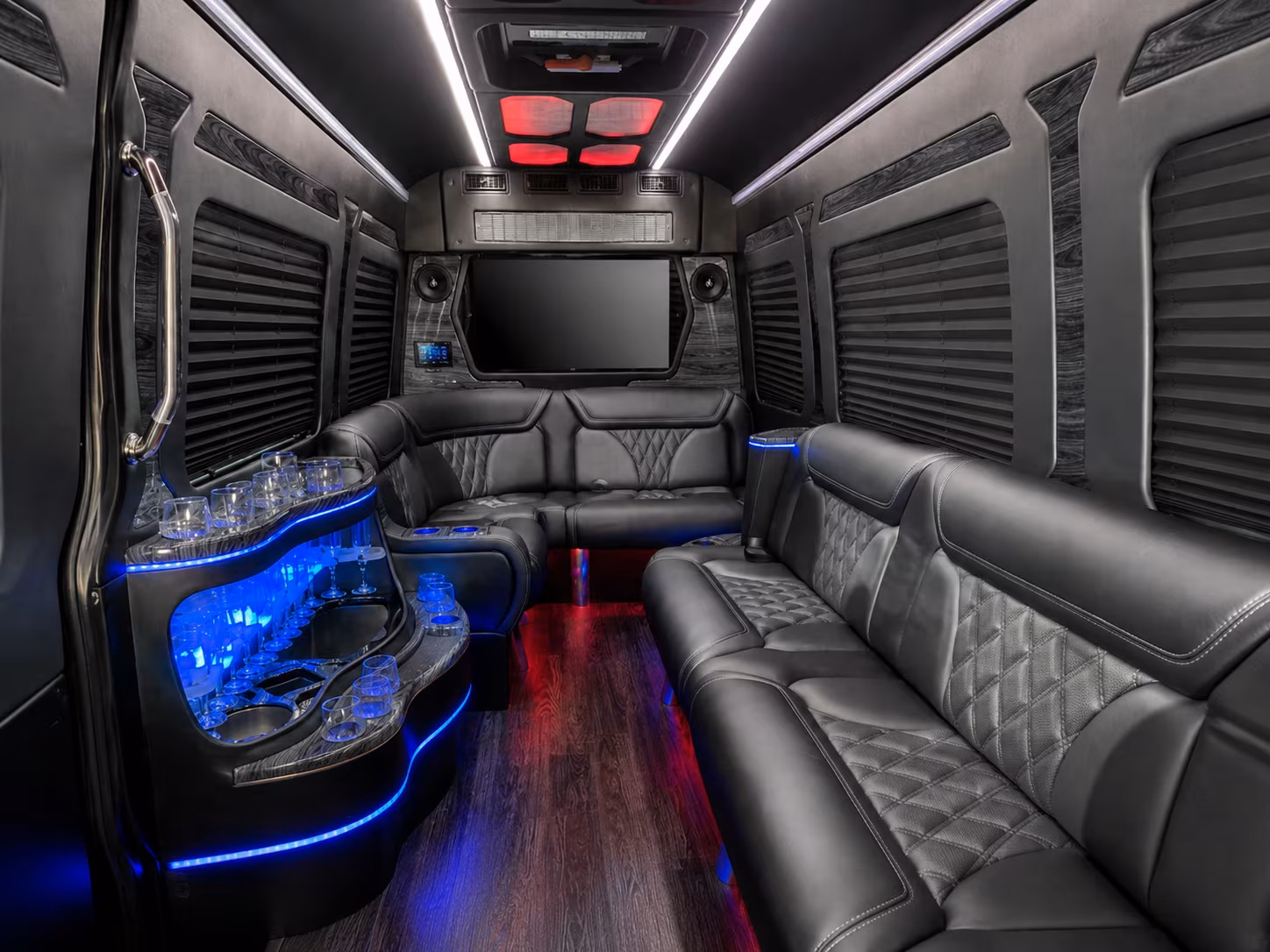 asheville 40 passenger party bus interior